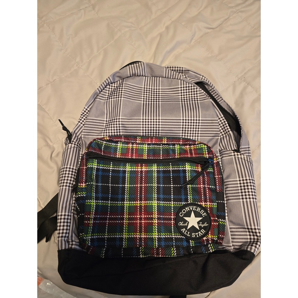 Converse Go 2 Backpack Mixed Plaid Glen Tartan Black White 10019901 RN134134